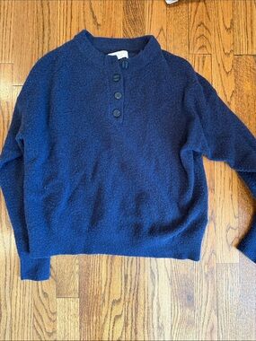 Abercrombie & Fitch Navy Button-Neck Sweater